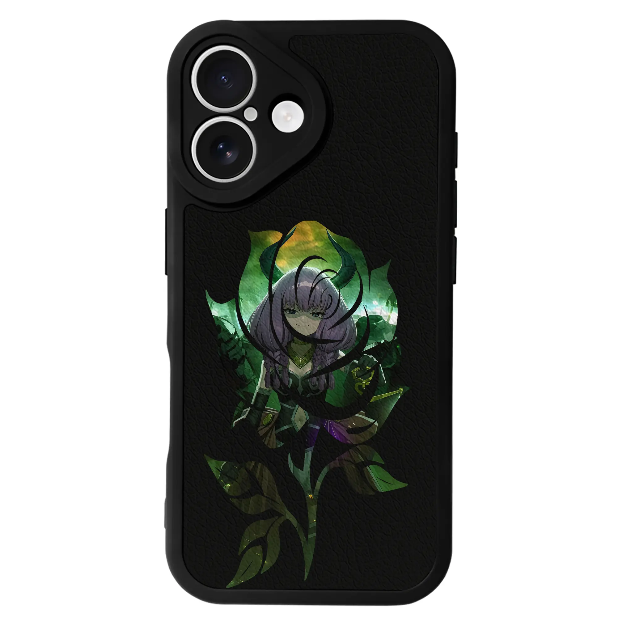 葬送のフリーレン（Frieren） グッズ,アウラ（Aura） - IPhone 16シリーズ対応 ・ シリコンスマホケース ・ レザー調 ・ 高精度フィット ・ 耐衝撃 ・ ワイヤレス充電対応 ・ 精密カット